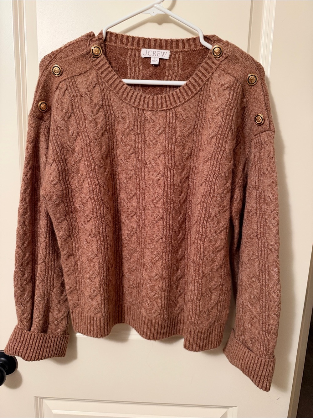J. Crew Cable Knit Button Shoulder Sweater - NWOT